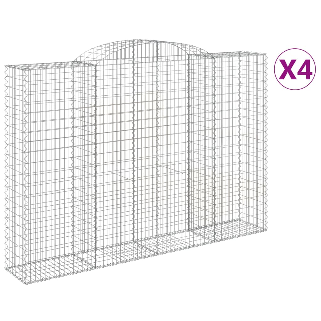 Vidaxl Cestas de Gaviones 4 Uds Forma de Arco Hierro 300x30x40/60 Cm