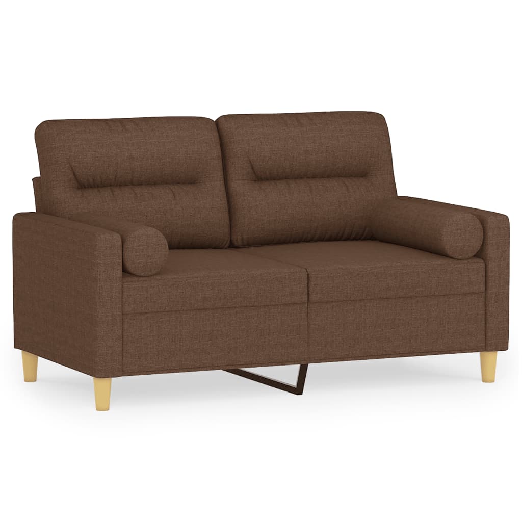 vidaXL Sofá de 2 plazas con cojines tela marrón 120 cm