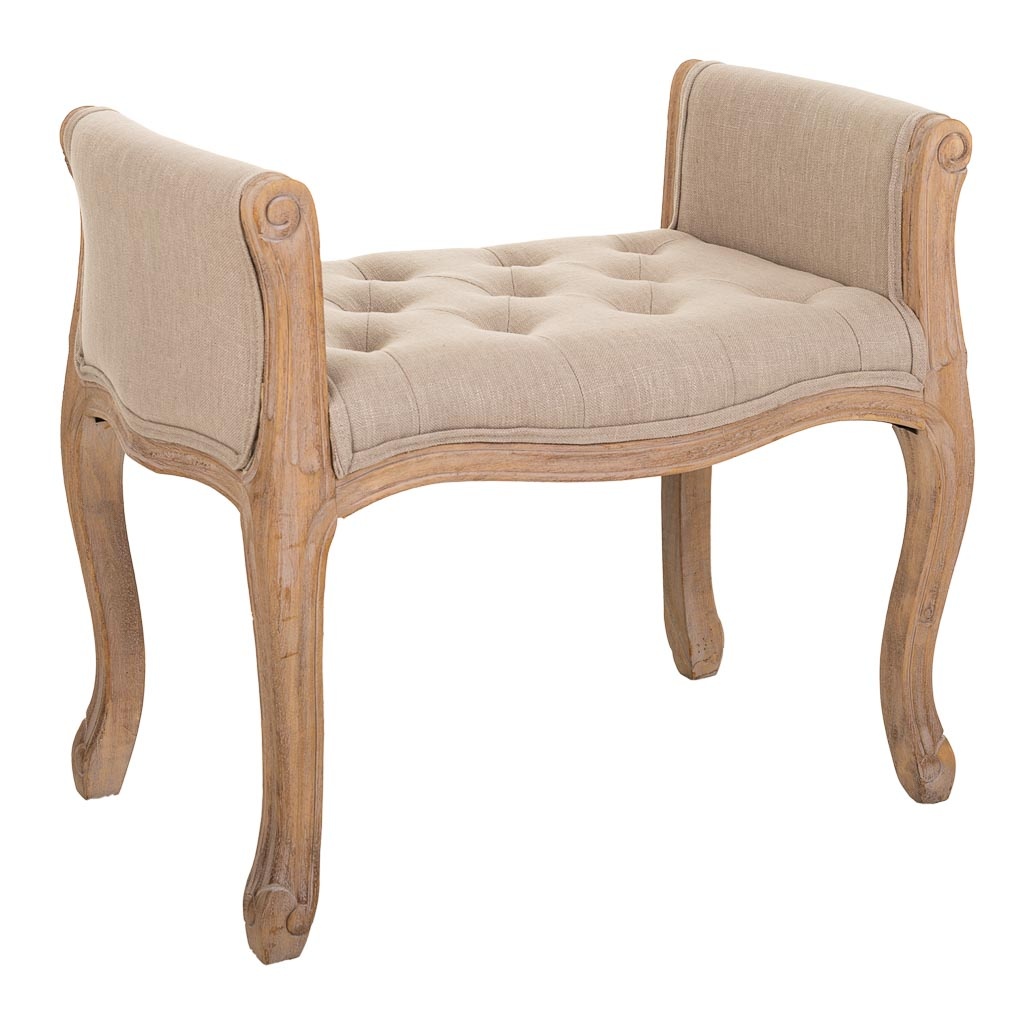 WANDERLUST DECO Banqueta Antigua de Madera Maciza Estilo Vintage 71x48x45/60h Cm
