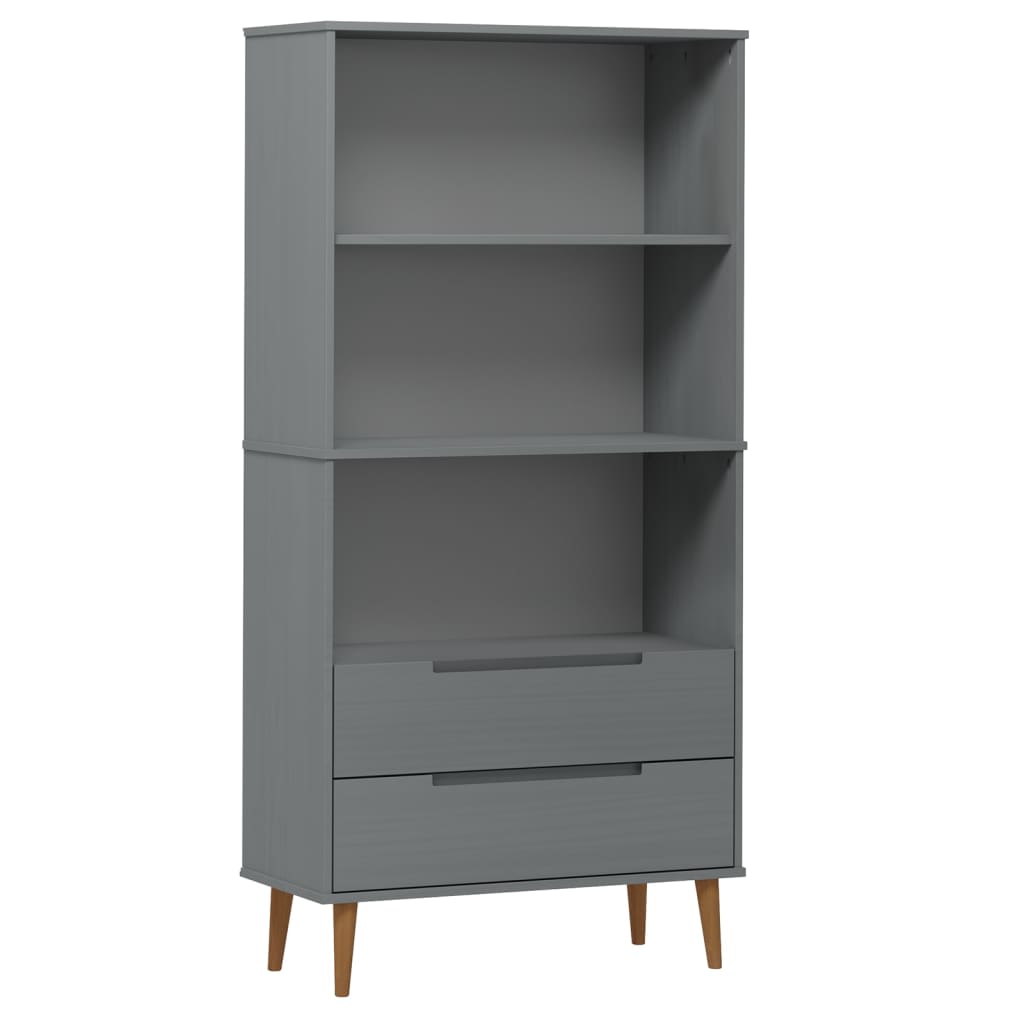 Vidaxl Estantería MOLDE de Madera Maciza de Pino 85x35x170,5 Cm Marrón, Blanco, Gris - Mueble de Almacenamiento