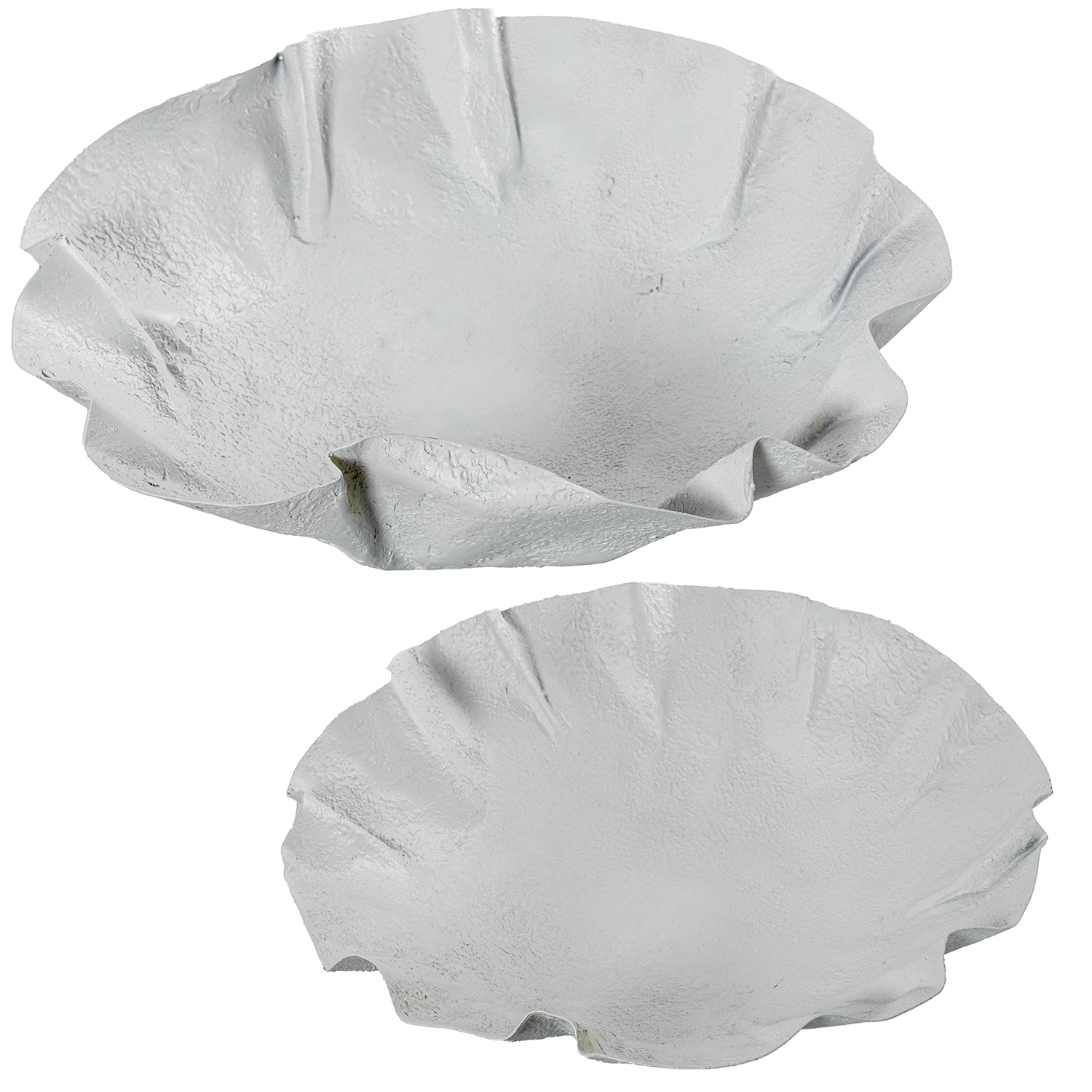 Set 2 centros metal hierro blanco 48, 5x49x11 y 40x40x10cm