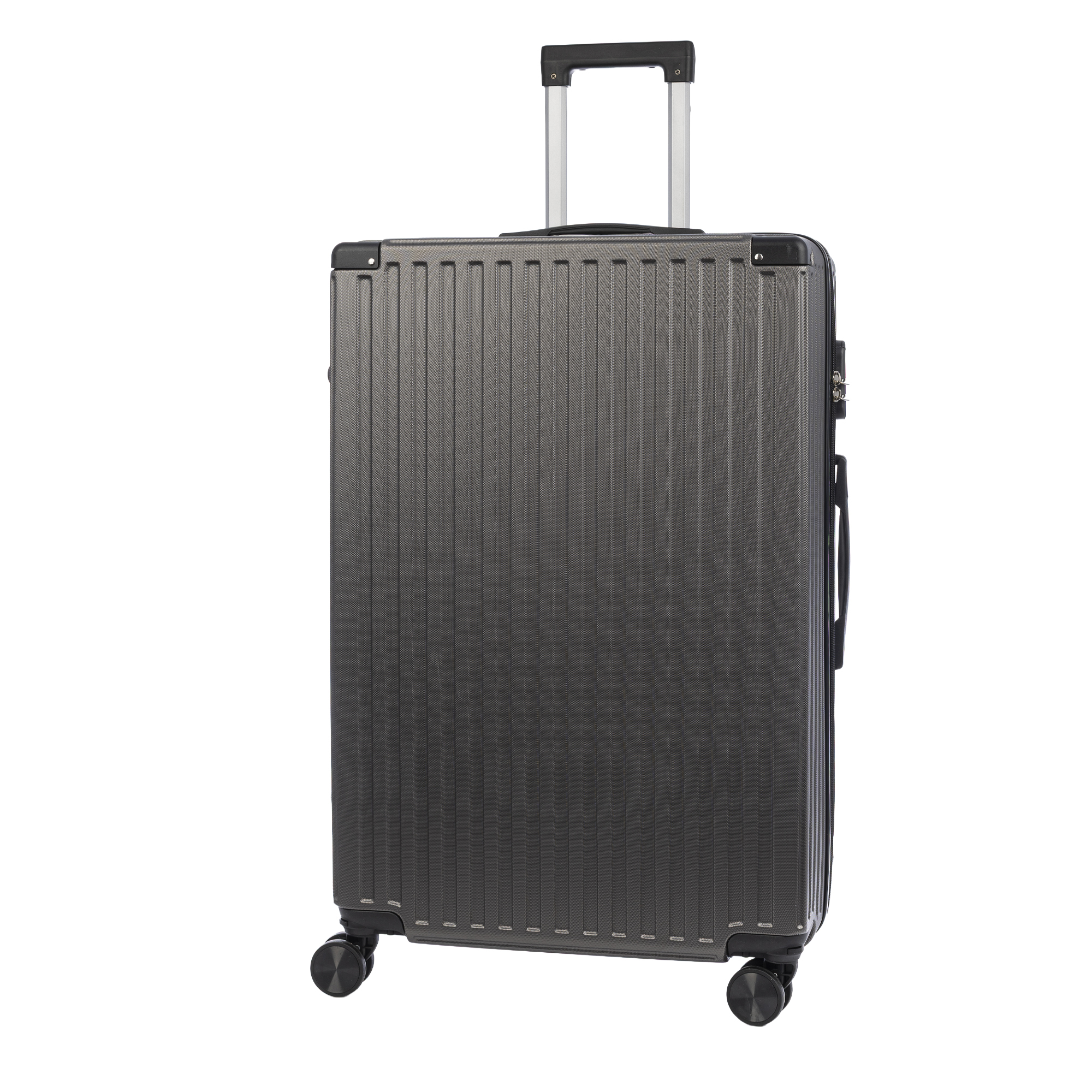 Maleta de cabina Trolley en material ligero de ABS de alta resistencia con esquinas reforzadas. Cerradura numérica y 4 ruedas dobles extraíbles y giratorias 360°.