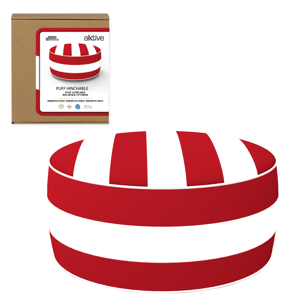 Puff hinchable ottoman resistente al agua colonial rojo Aktive