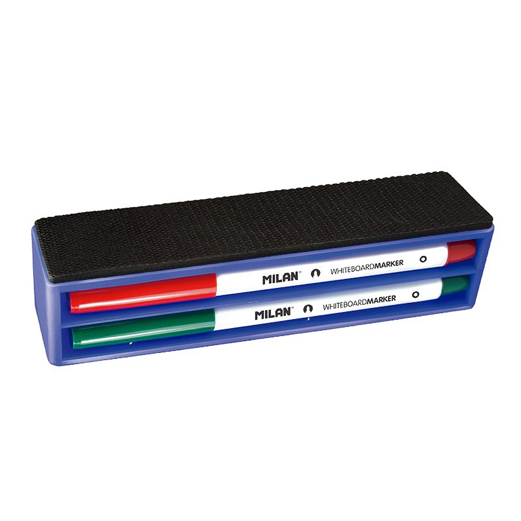 FOTOCOPS Borrador Magnético con 4 Rotuladores Milan – Para Pizarra Blanca, Limpieza y Escritura Perfecta