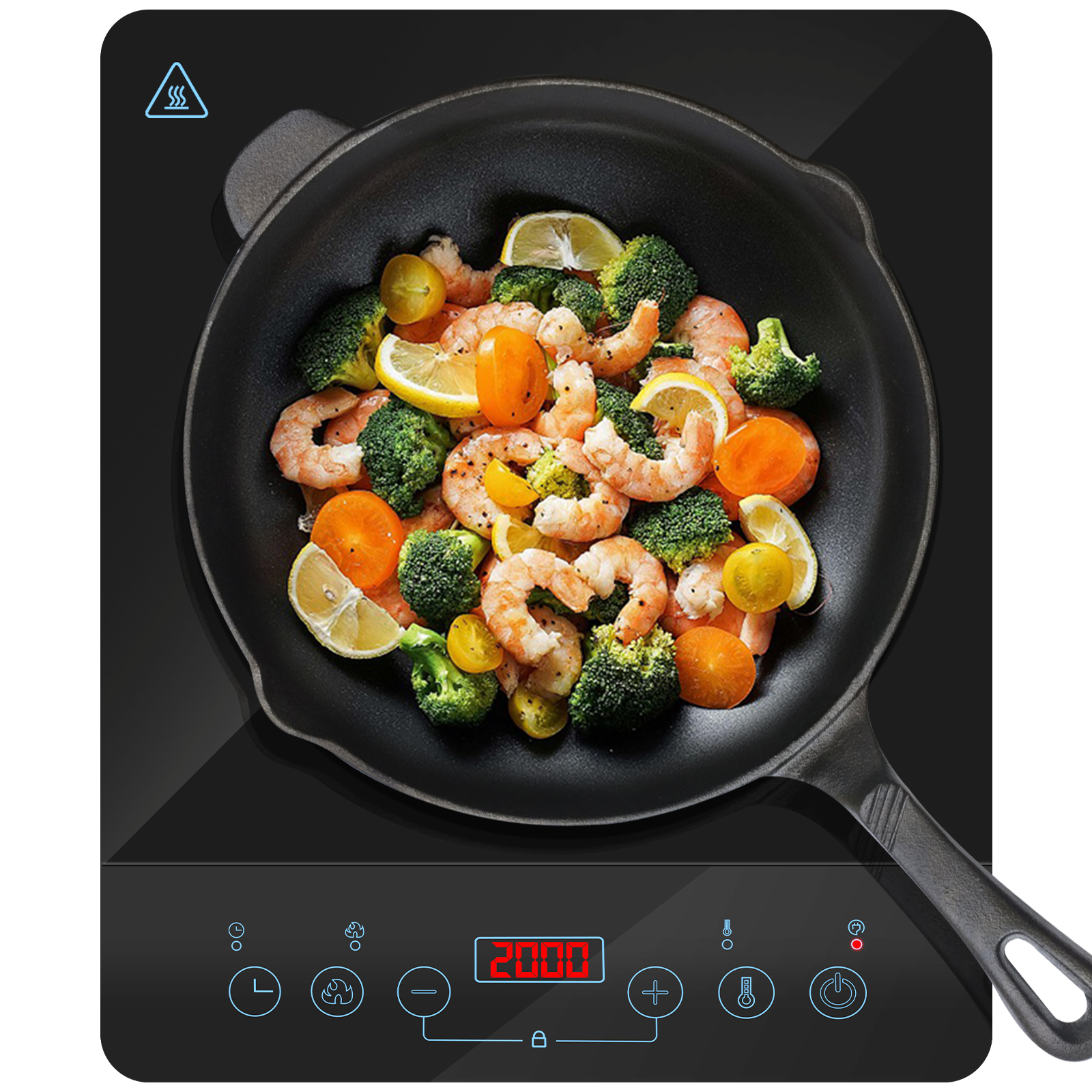 Aigostar Placa de Inducción Portátil de 1 Fuego, 2000W Ultra Fina, 10 Niveles (60-240°C), Temporizador 3H, Seguridad Infantil y Anti-Sobrecalentamiento, de Cristalcerámica para Cocina y Camping