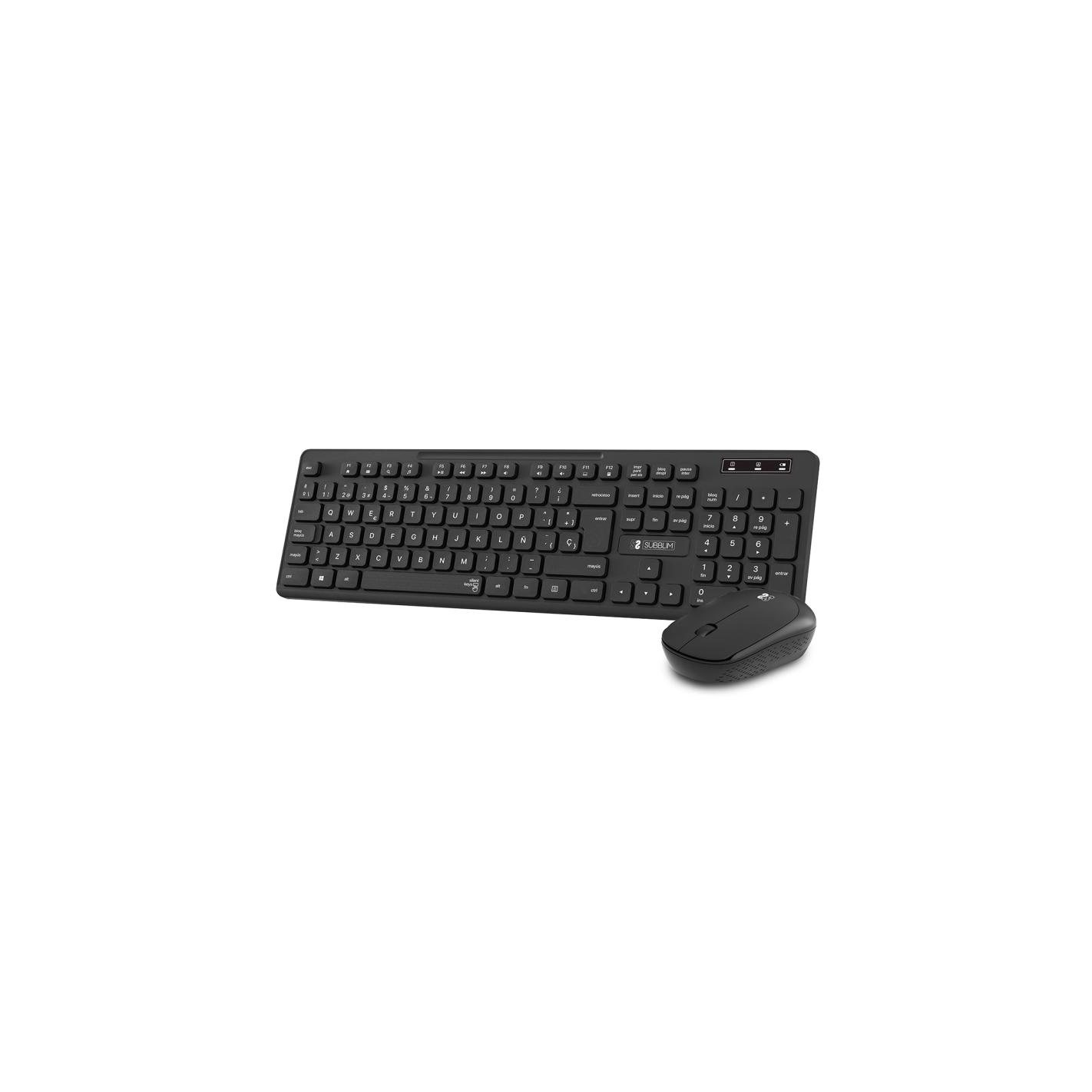 Subblim Combo Business Slim CSSW10 - Pack Teclado y Ratón Inalámbrico, Diseño Ultra Delgado, Teclas Silenciosas y Ratón Ergonómico 1200 DPI, Color Negro