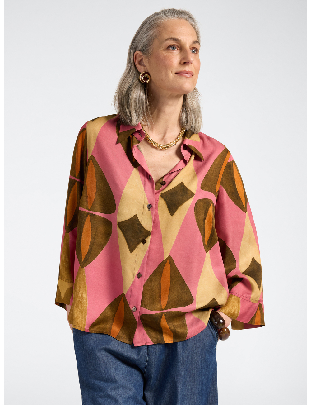 Elena Mirò - Camisa amplia de viscosa estampada