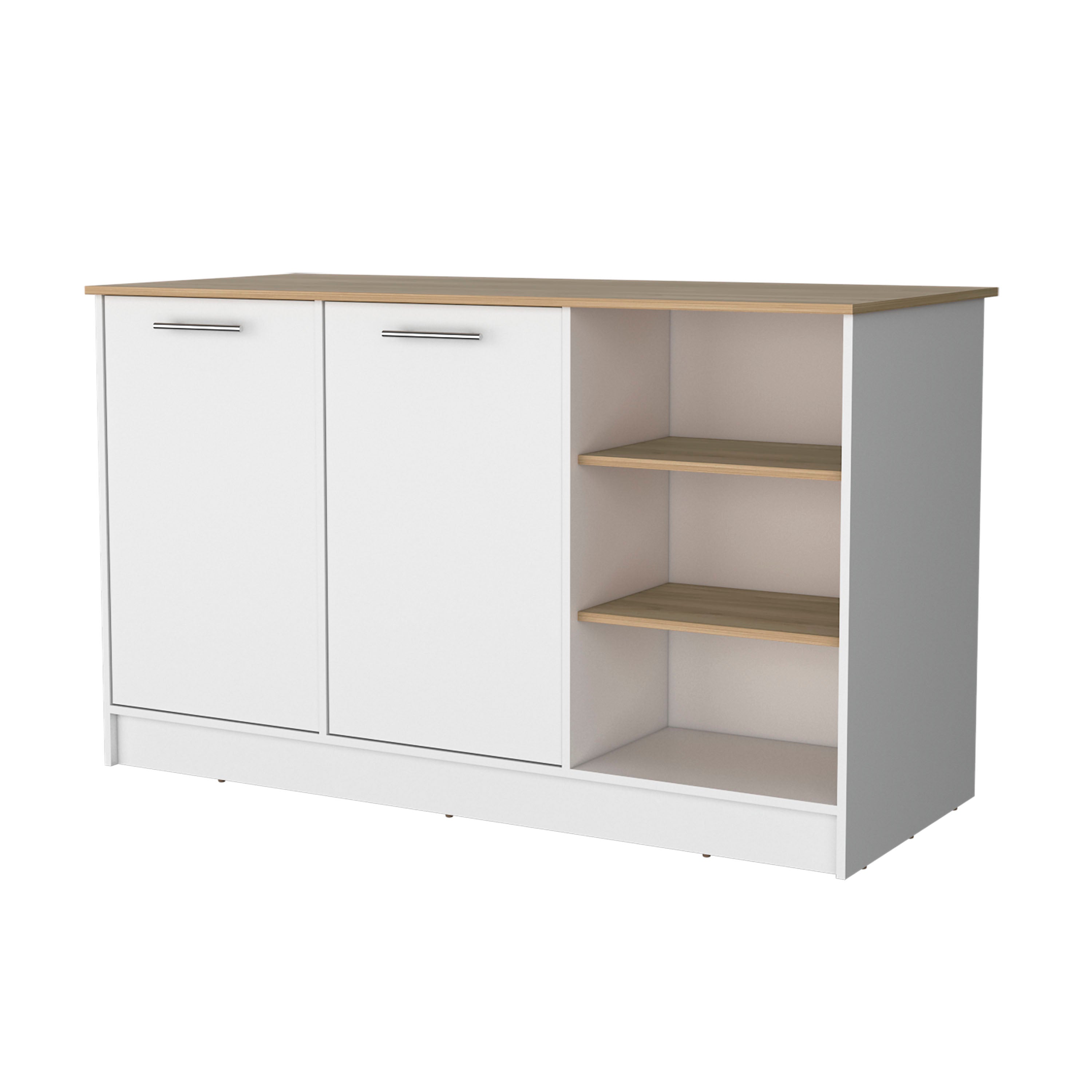 Isla de cocina Ginger en melamina con 7 estantes y 2 puertas , multicolor , 90.6 cm X 150 cm X 67 cm