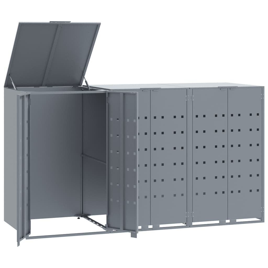 vidaXL Cobertizo de 3 contenedores de basura acero gris 207x79x117 cm