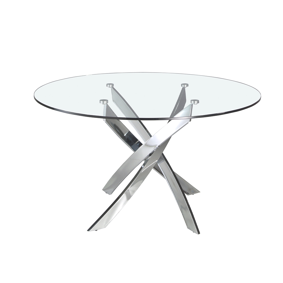 ANGEL CERDÁ 1061.01 Mesa comedor redonda cristal , Cristal  Acero inoxidable , Acero Cromado , Ø140 x 75 cm.