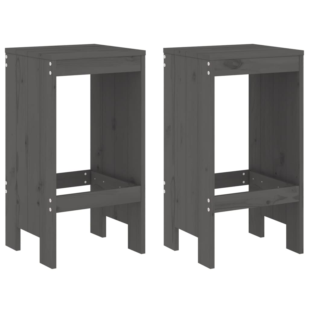 vidaXL Taburetes altos de Exterior, jardín, cocina 2 uds madera maciza 40x36x75 cm