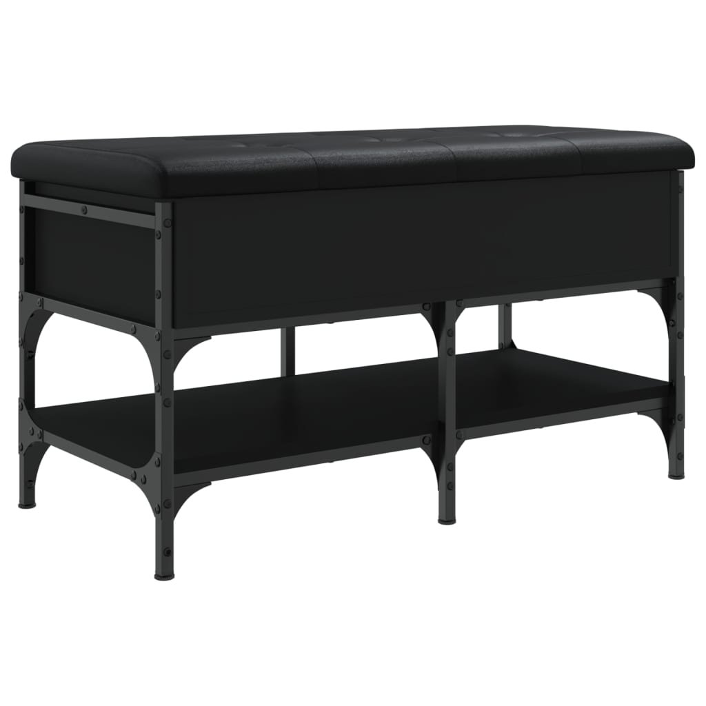 vidaXL Banco zapatero madera de ingeniería negro 82x42x45 cm