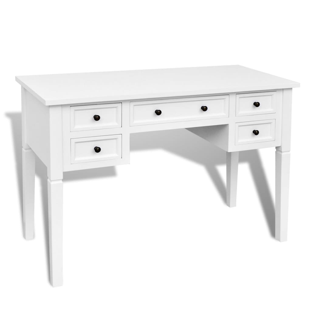 vidaXL Escritorio con 5 cajones blanco