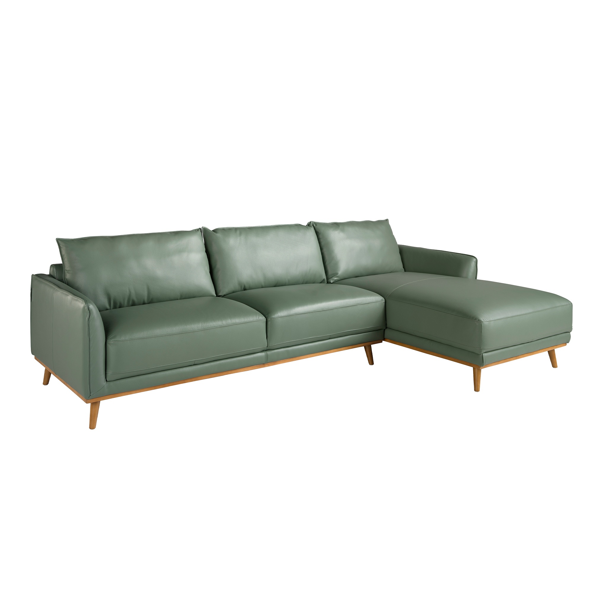 ANGEL CERDÁ 6199C Sofá chaise longue derecha piel verde , Verde , Piel , 295 x 160 x 90