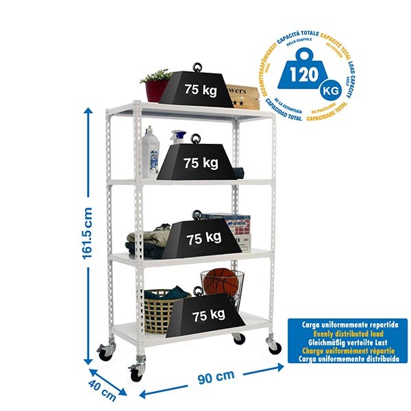 Estantería SIMONRACK Simonclick mobile 4/400 1500 blanco/blanco