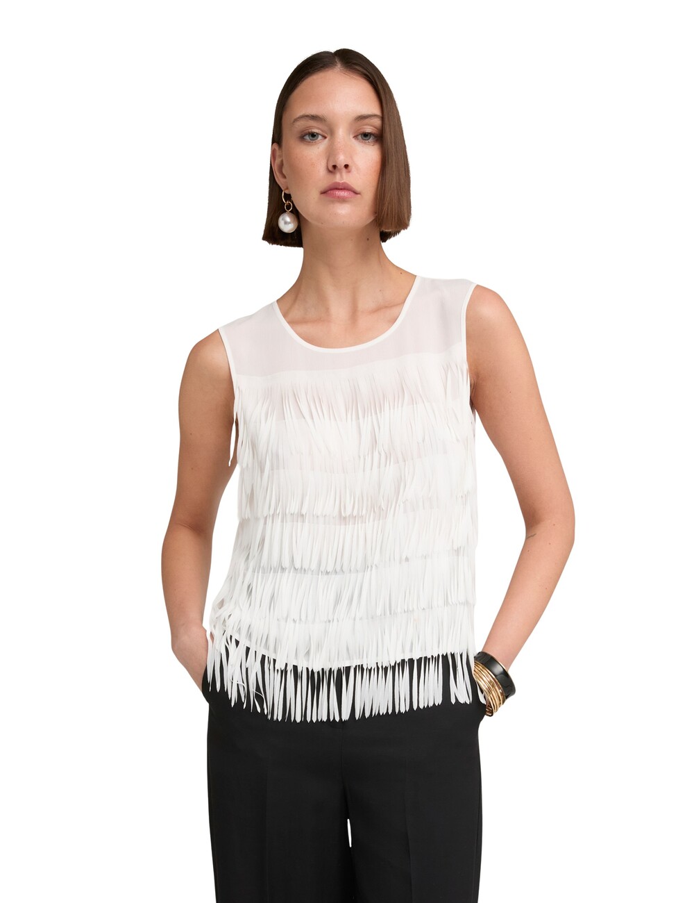 Motivi - Top de georgette con flecos