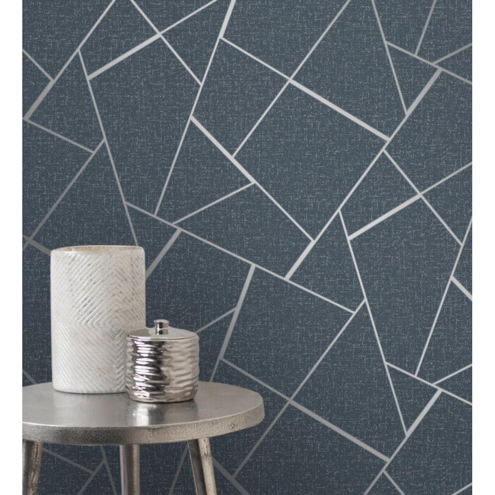 Papel pintado vinílico lavable con líneas metalizadas en relieve estilo Art déco - Harris line 681953 de GAULAN - Rollo de 10 m x 0,52 m
