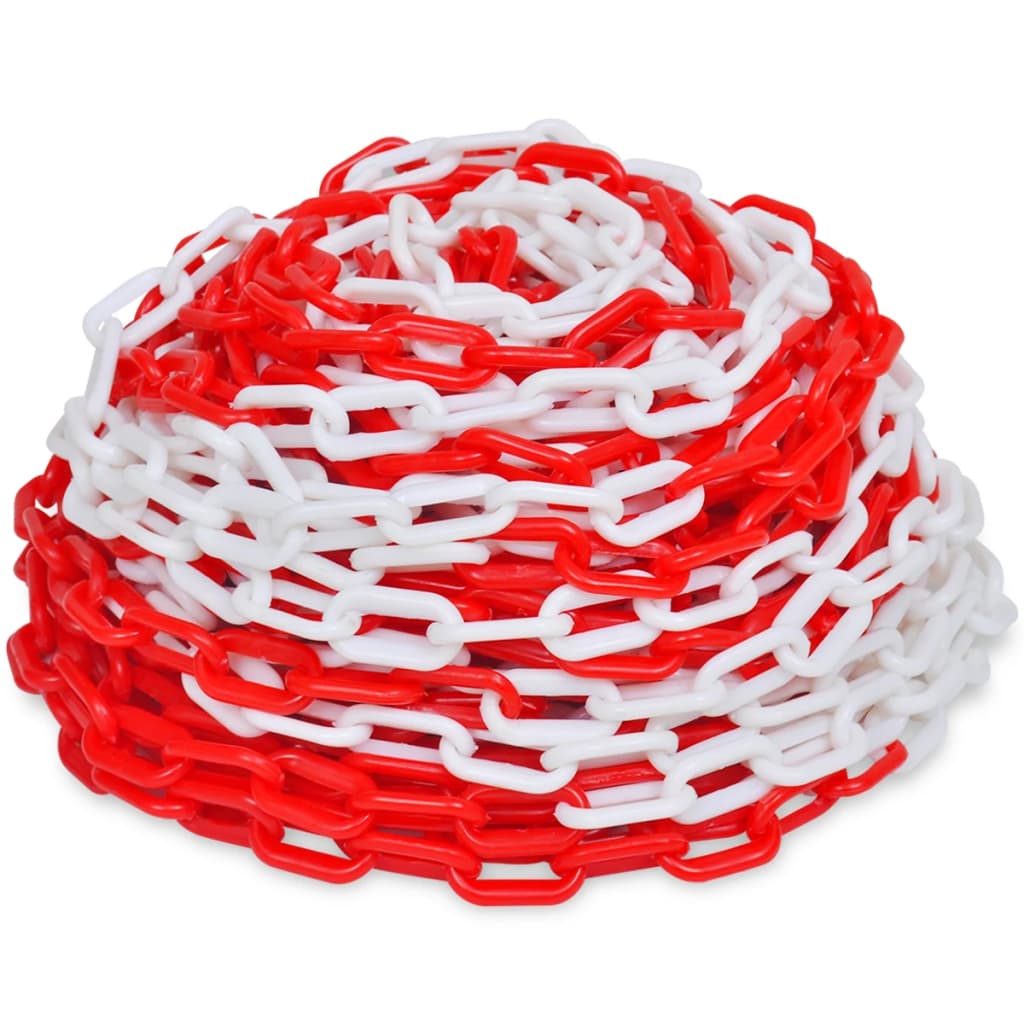 vidaXL Cadenas de advertencia 2 unidades plástico rojo y blanco 30 m