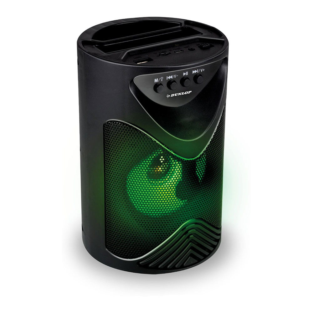 DUNLOP Altavoz portátil 10W Bluetooth luz LED Negro