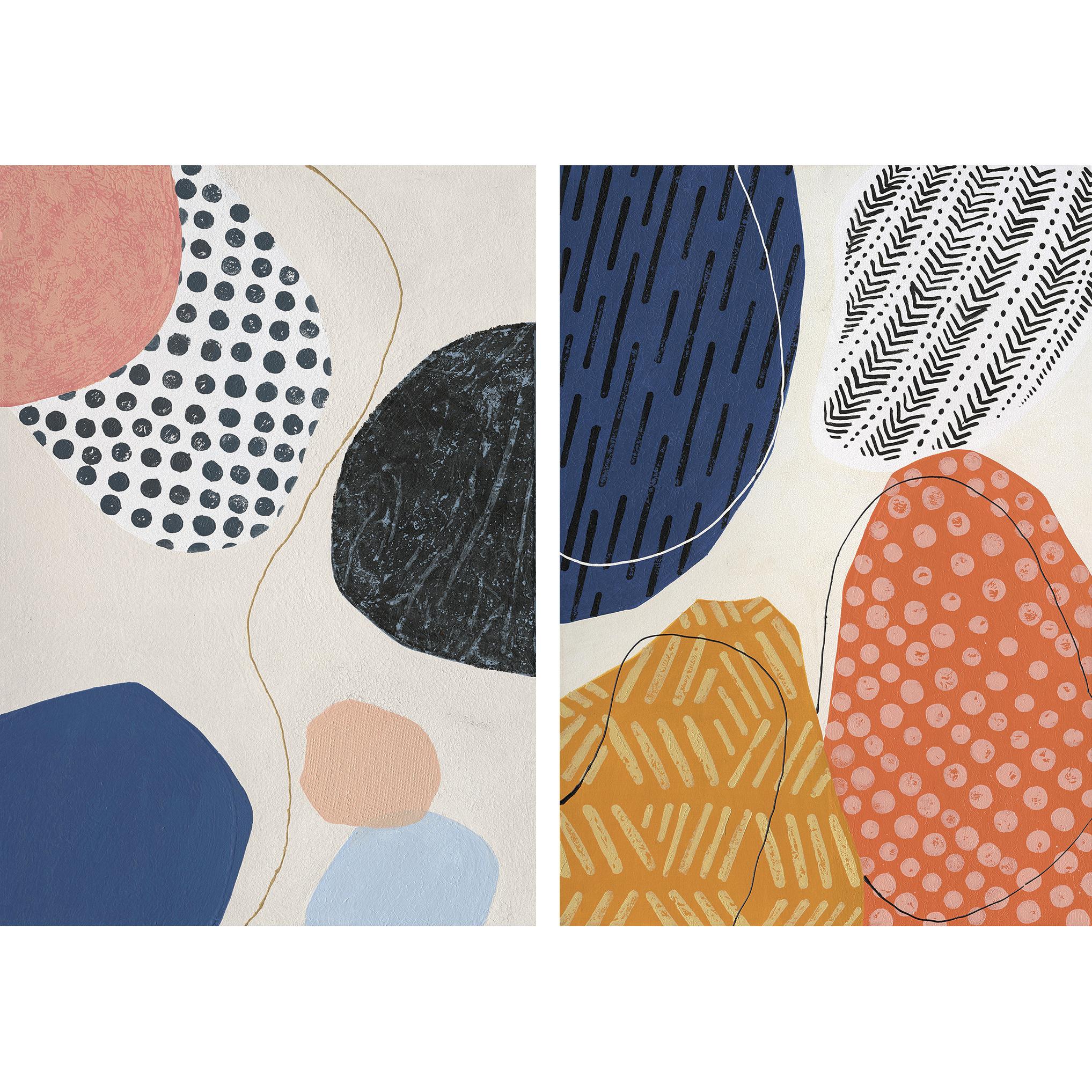Hispanohogar Set de 2 Cuadros Impresos en Lienzo Texturas 50x70 Cm