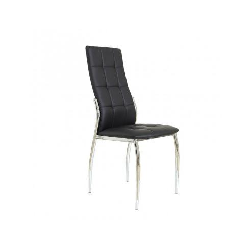 Momma Home - Sillas de Comedor Negras Set de 4 - Diseño Moderno en Polipiel y Metal Cromado