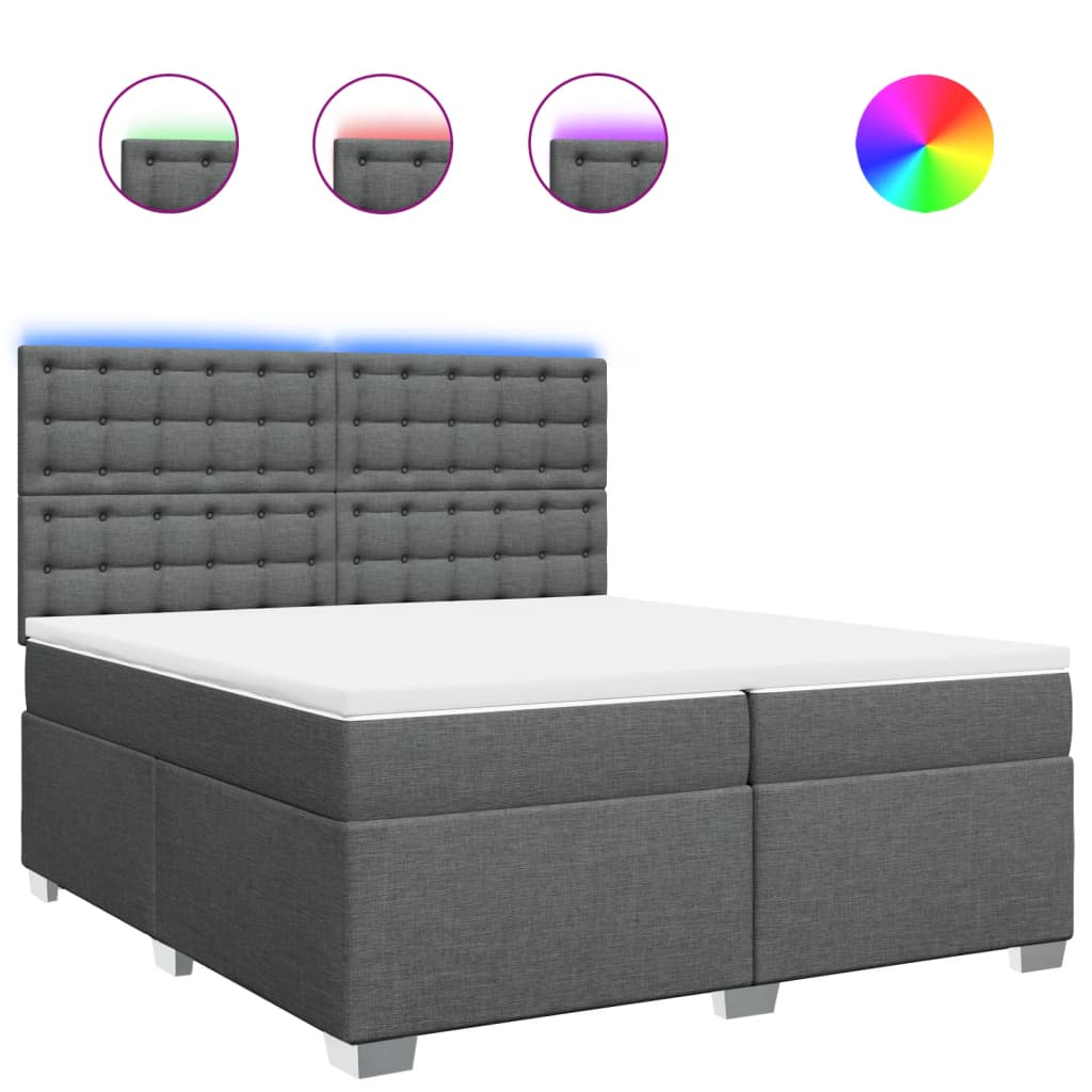 vidaXL Cama box spring con colchón tela gris oscuro 200x200 cm