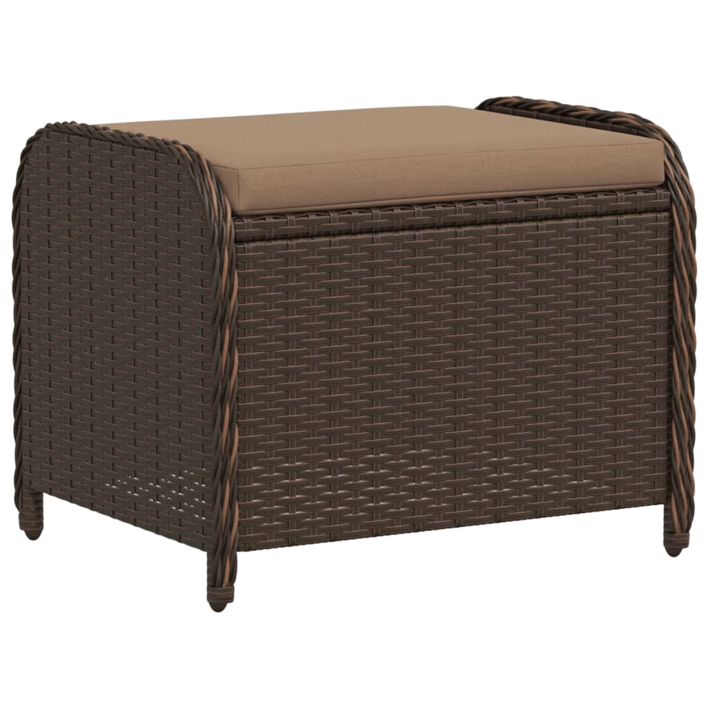 vidaXL Taburete de jardín con cojín ratán sintético 58x46x46 cm en color Gris/Negro/Marrón | cómodas modernas ergonómicas para comedor cocina salón hogar