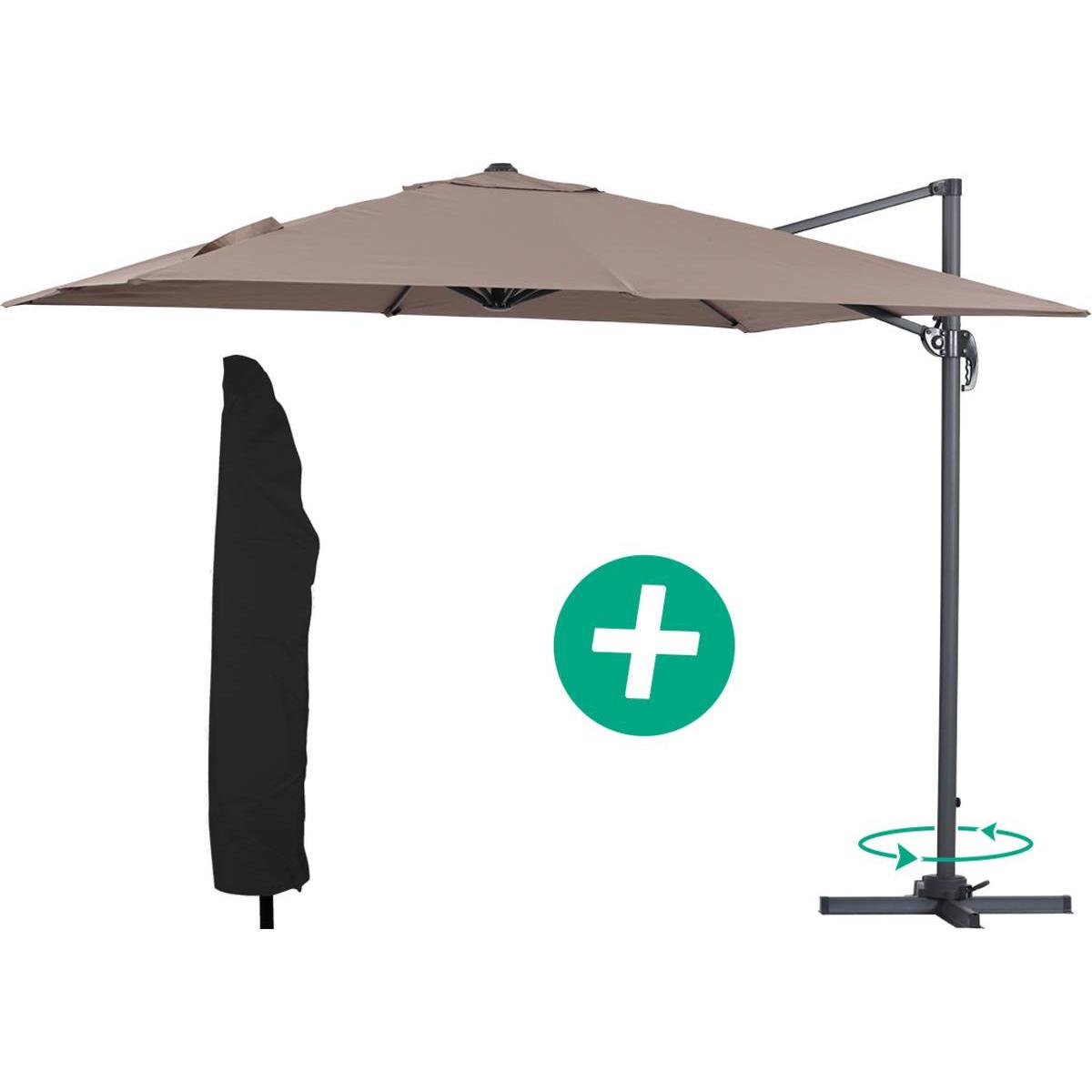 Habitat y Jardin - Parasol Lateral de jardín Alu "Sun 3" – Cuadrado – 3 x 3 m – Topo+ funda protectora