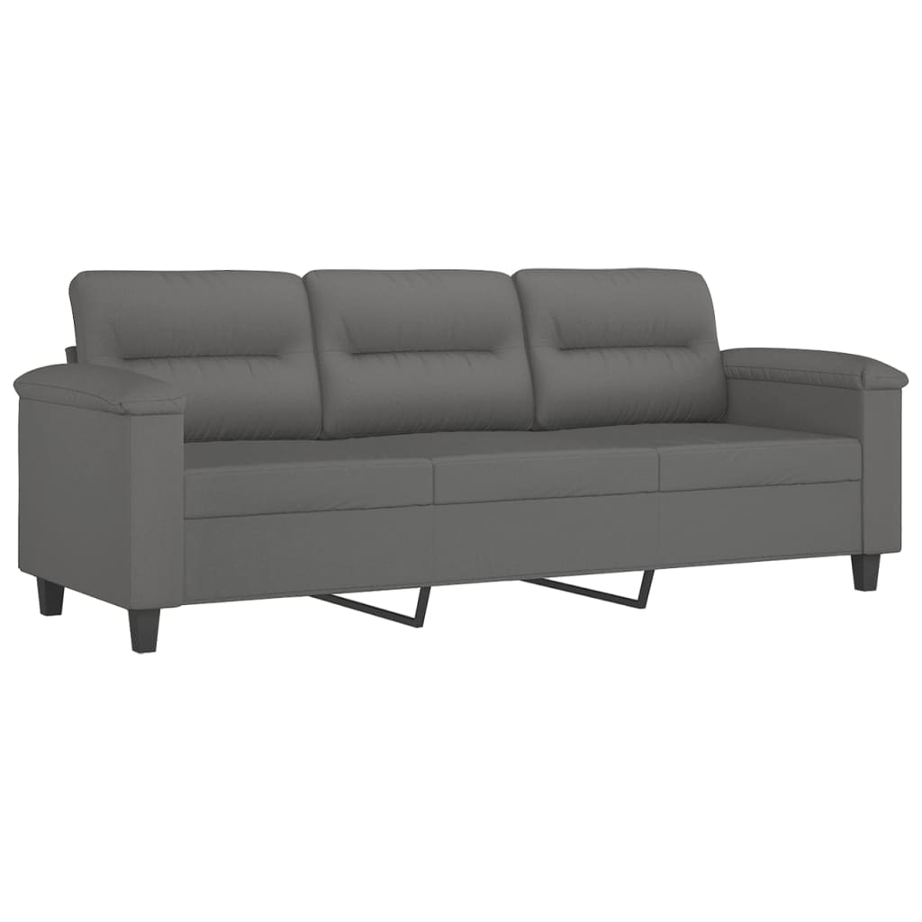 vidaXL Sofá de 3 plazas de tela de microfibra gris oscuro 180 cm