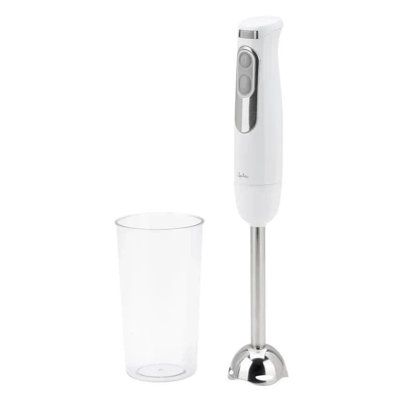 Jata - Batidora de mano JEBT1818 de 700 W con regulador electrónico de velocidad y función TURBO, cuchillas y pie desmontables de acero inoxidable, vaso medidor 600 ml, color blanco