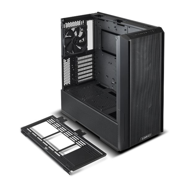 Lian Li - Caja de torre gaming LANCOOL 216 para PC con panel frontal de malla, vidrio templado negro y soporte PCIe trasero, compatible ATX/E-ATX