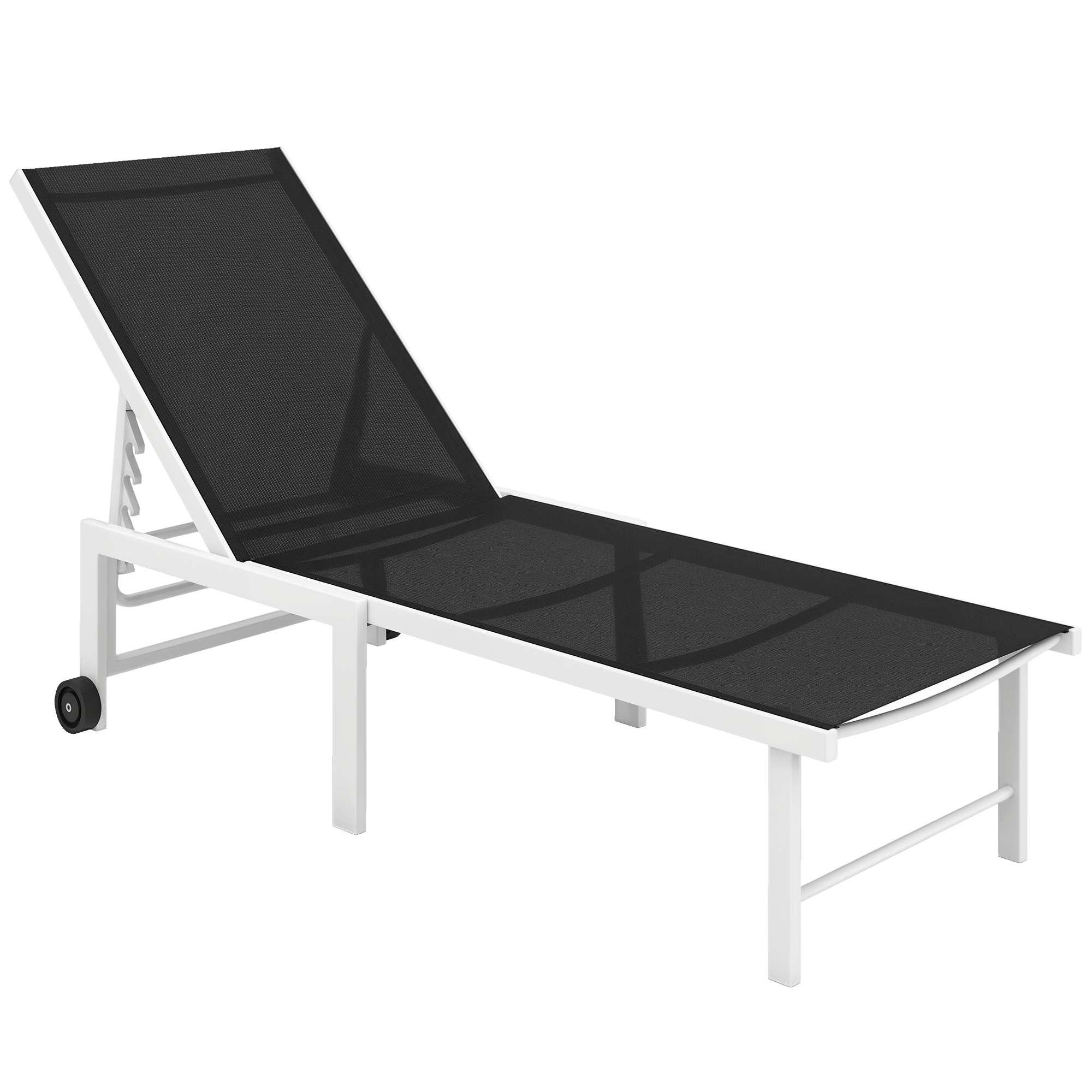 Outsunny Tumbona Reclinable Tumbona Jardín Exterior con Ruedas Respaldo Ajustable en 5 Niveles y Estructura de Acero Carga 120 kg para Patio Terraza Balcón 166x60x84 cm Gris