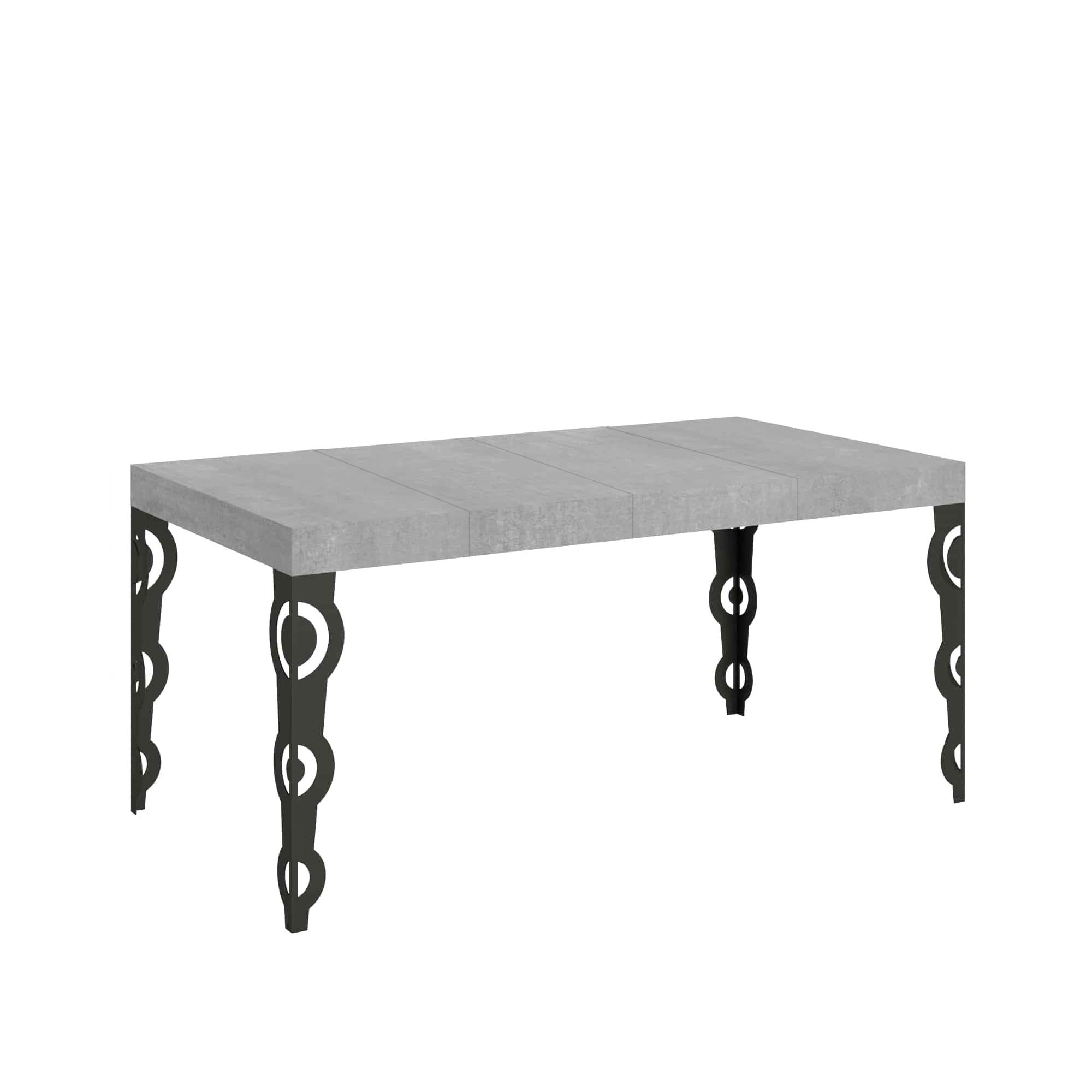 Mesa extensible Karamay Premium 140/400x90 cm patas hormigón antracita - Itamoby