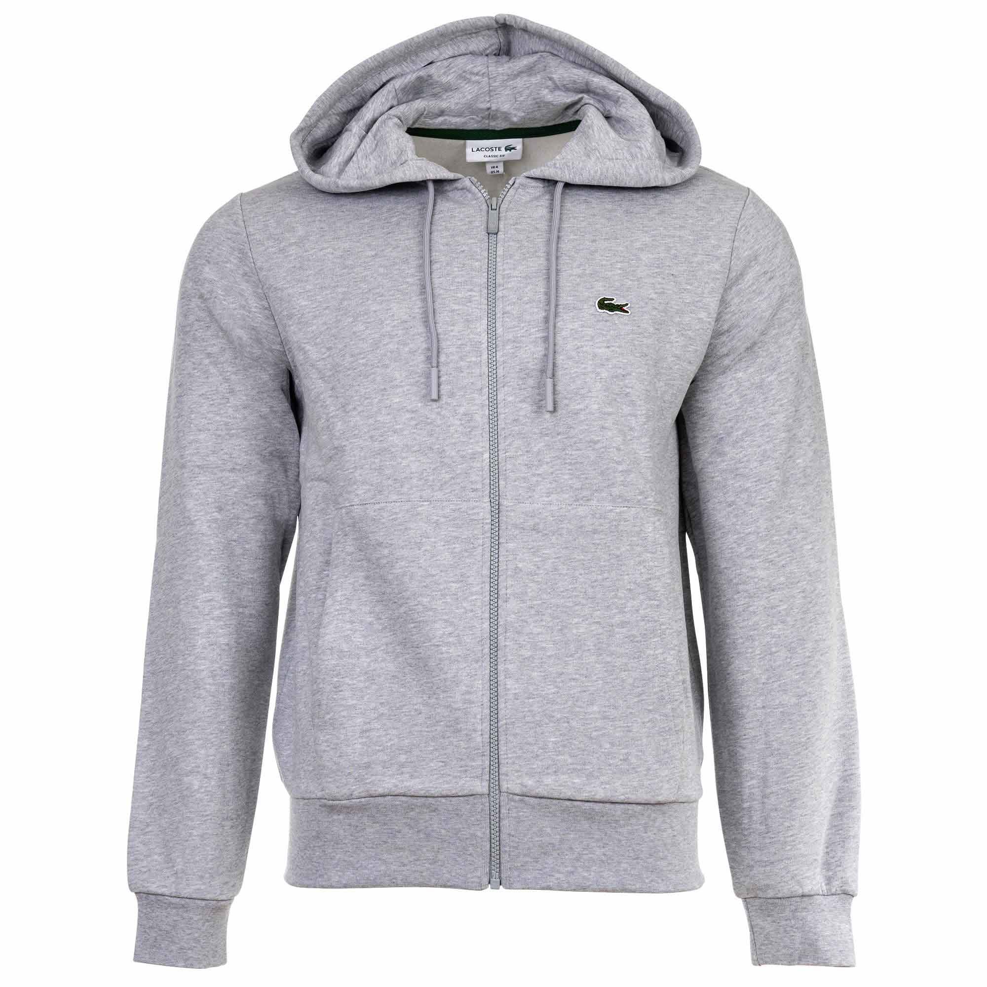 LACOSTE chaqueta de chándal con capucha para hombre - cremallera, vellón cepillado, mezcla de algodón