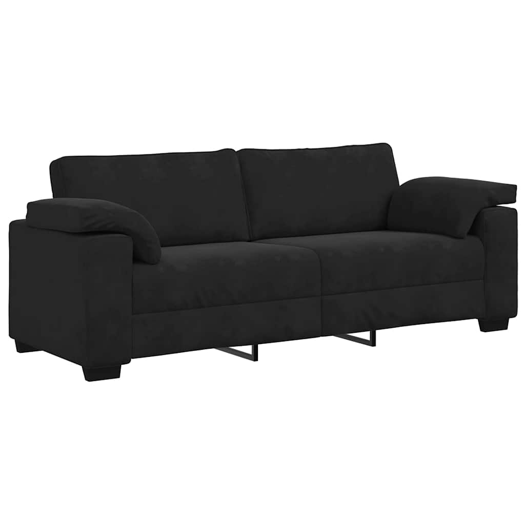 vidaXL Sofá de 3 plazas terciopelo negro 220x77x82 cm
