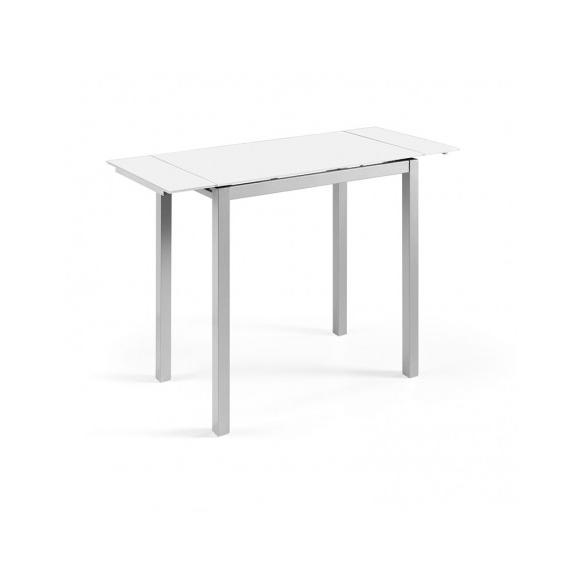 MOMMA HOME Mesa de Cocina Extensible - Modelo CALCUTA - Material Cristal Templado/Metal - Medidas 100/140 x 60 x 76 cm Raíz Mesas de Cocina Inicio Muebles de cocina Mesas de cocina rectangulares Mesas de cocina extensibles MommaHome