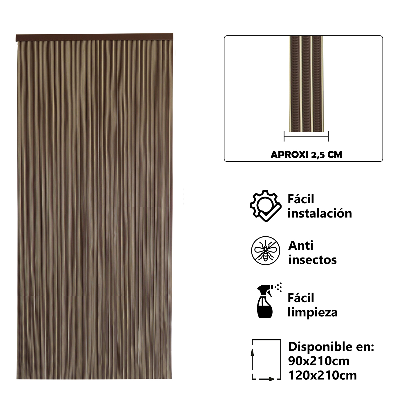 Cortina Plana de PVC Anti insectos para Puerta Exterior o Interior, Material PVC – Libre de Insectos