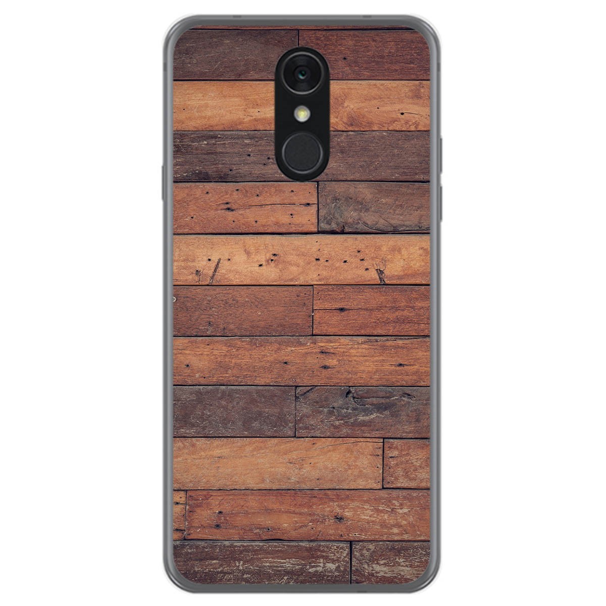 Tumundosmartphone Funda Gel Tpu para Lg Q7 diseño Madera 03 Dibujos