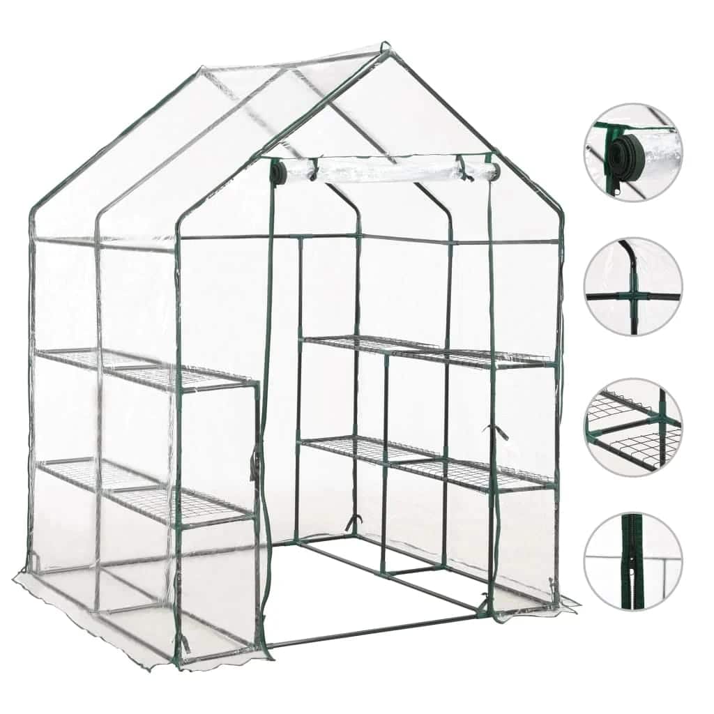 vidaXL Invernadero con 8 estantes 143x143x195 cm