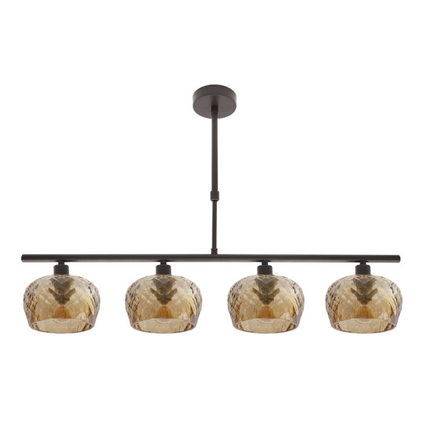 FABRILAMP Lampara Estela 4xe14 Marron Regx75x13 Cm C/tulipas Cristal Tallado Ambar