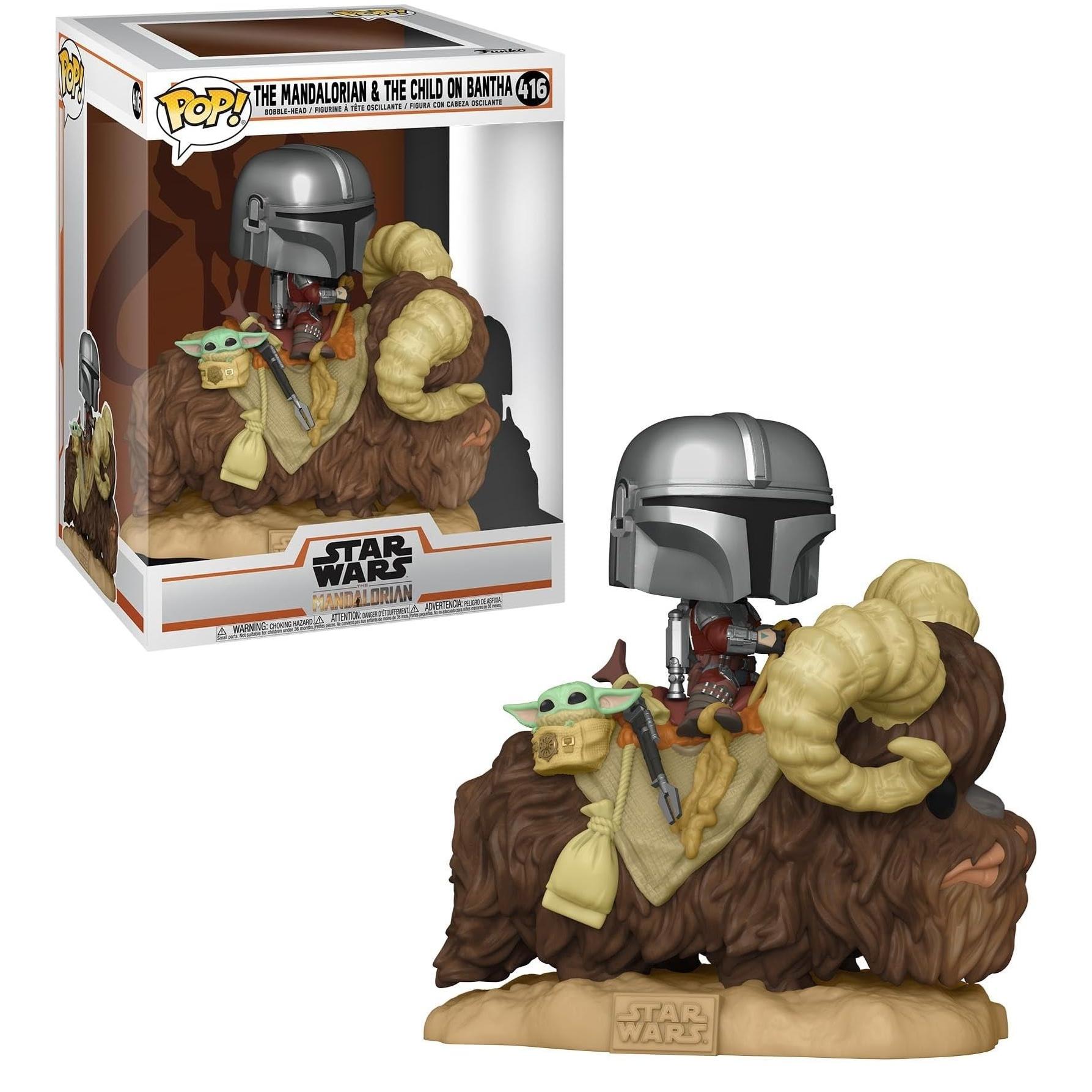 Funko Pop Deluxe Mando On Bantha with Grogu The Mandalorian  (The Child, Baby Yoda) Star Wars 416