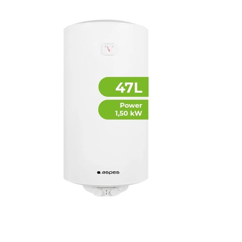 Aspes - Termo eléctrico vertical AT5000 de 47 L para baño o cocina, 1500 W, clase energética C, blanco