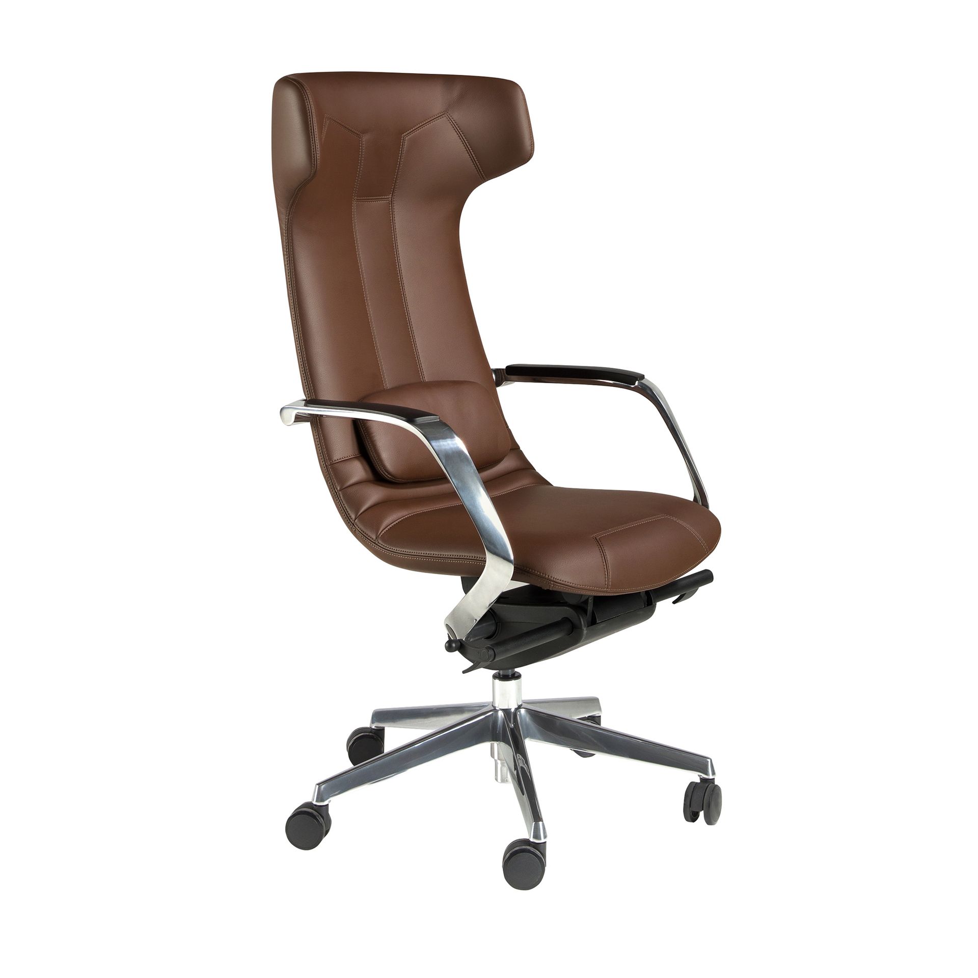 ANGEL CERDÁ - Silla oficina giratoria polipiel marrón ergonómica diseño moderno modelo 4216