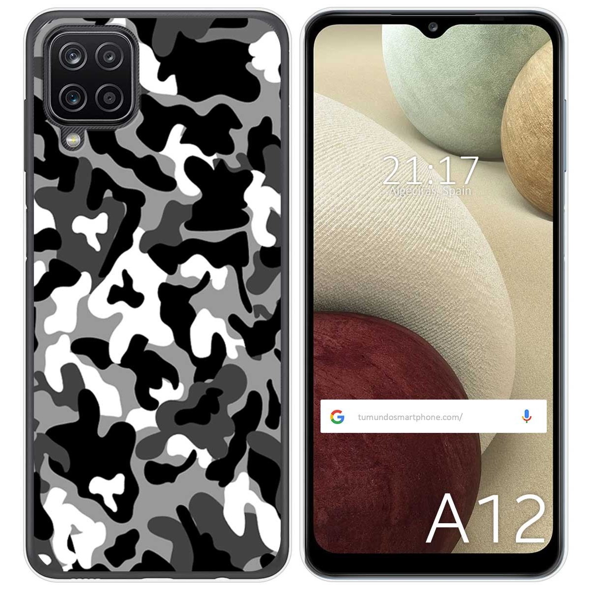 Tumundosmartphone Funda Gel Tpu para Samsung Galaxy A12 / M12 diseño Snow Camuflaje Dibujos