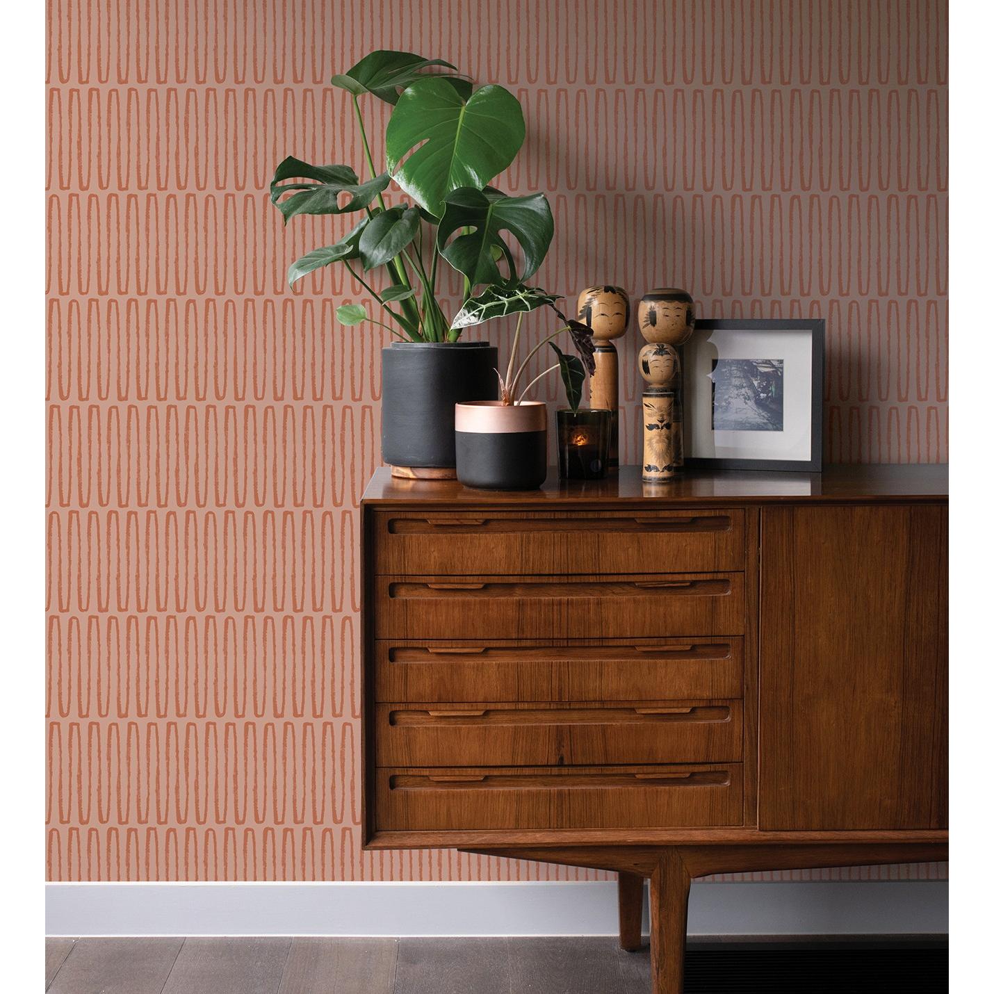 Papel pintado vinílico ecológico étnico diseño geométrico africano tonos canela - Barak 682040 de GAULAN - Rollo de 10 m x 0,52 m