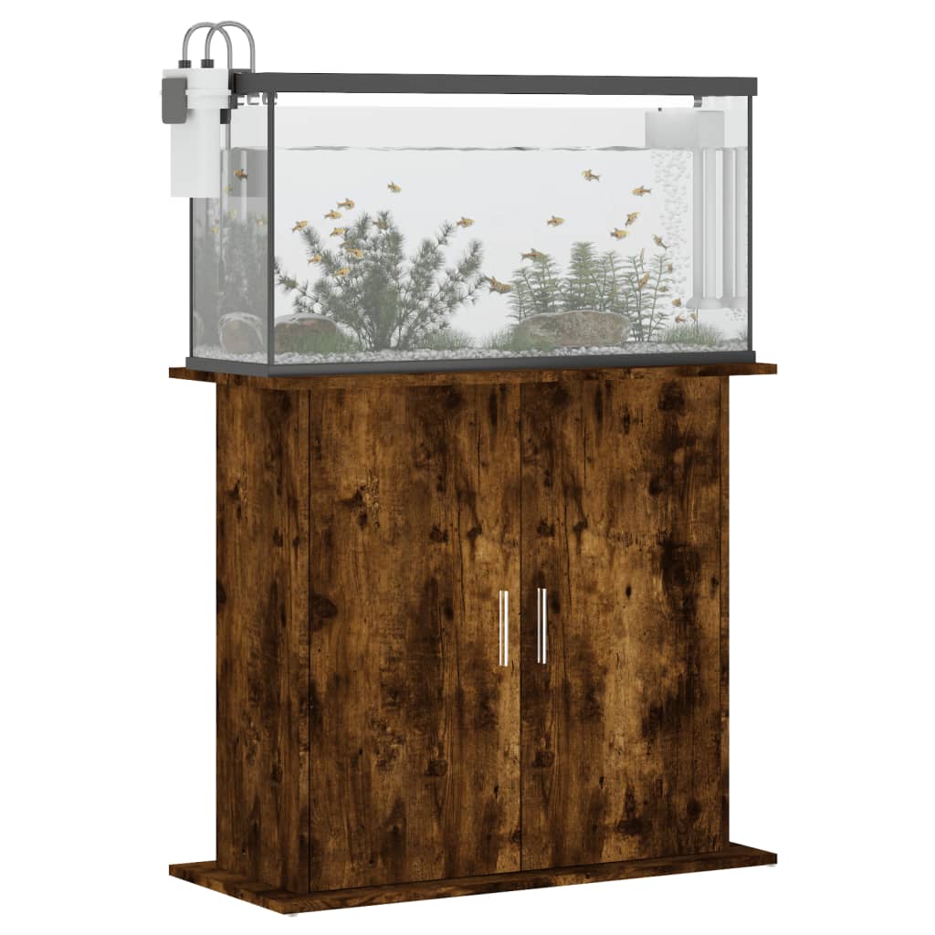 vidaXL Soporte de acuario madera ingeniería 81x36x73 cm Color Blanco brillante,  Gris hormigón,  Roble ahumado y mas