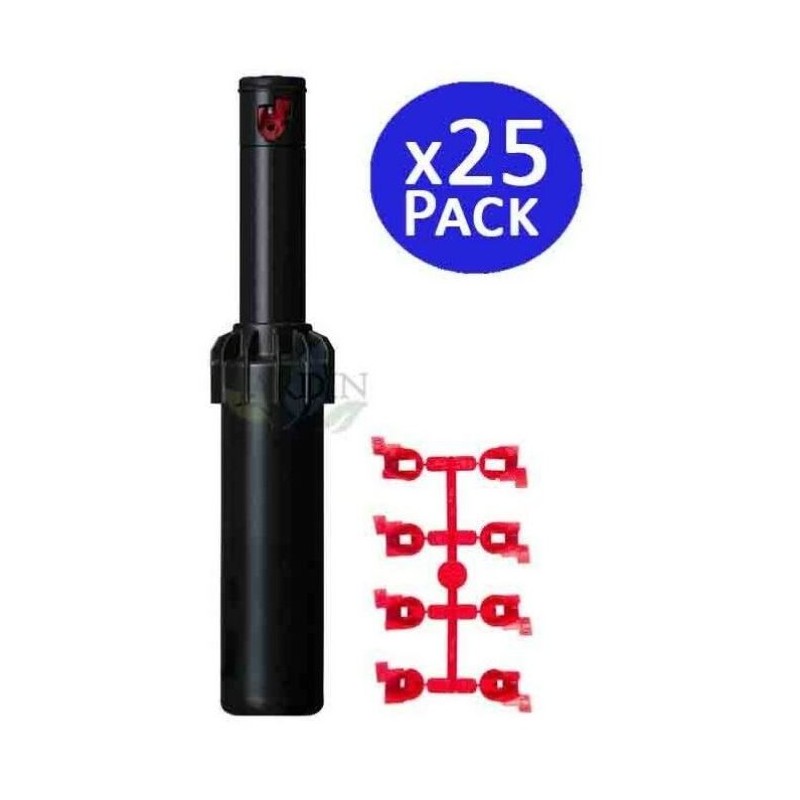 HUNTER Pack 25 Aspersor de riego Hunter PGJ-04 1/2'' | Alcance 4,3-11,6 m | Angulo ajustable | Aspersor turbina emergente para jardin