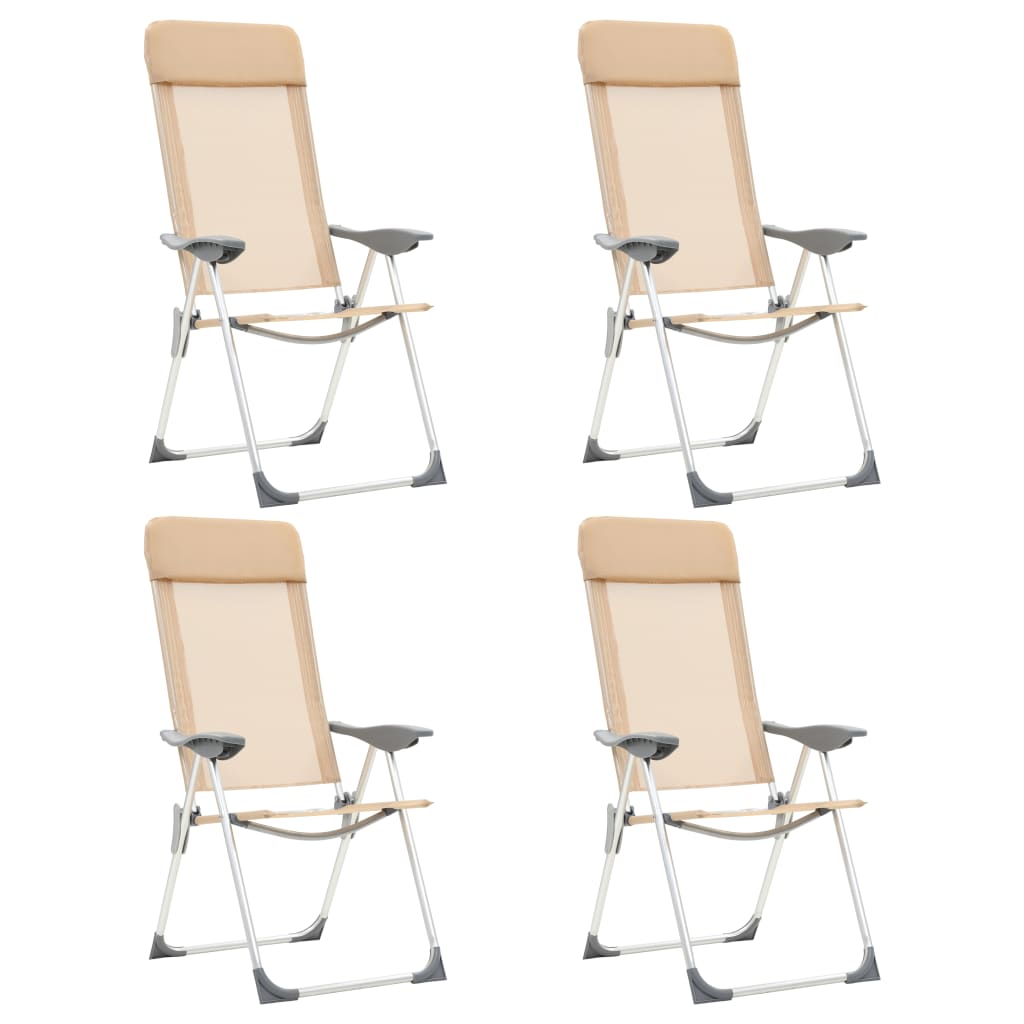 vidaXL 4x Sillas de Camping Plegables Aluminio Senderismo y Acampada Color Crema,  Gris,  Marrón y mas