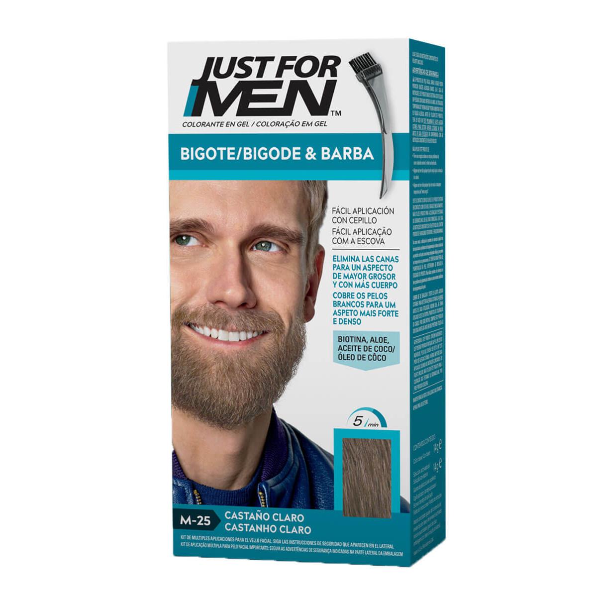 Just for men bigote y barba gel colorante m-25 castaño claro