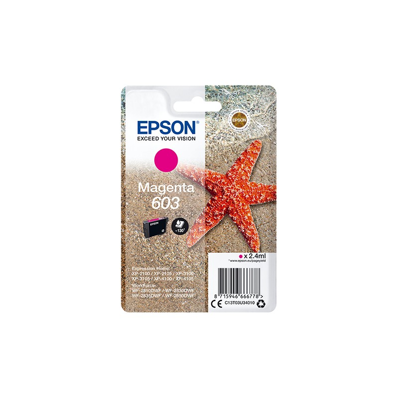 Epson - Singlepack Magenta 603 Ink - C13T03U34010 C13T03U34010